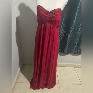 David's Bridal Strapless Ruby Gown